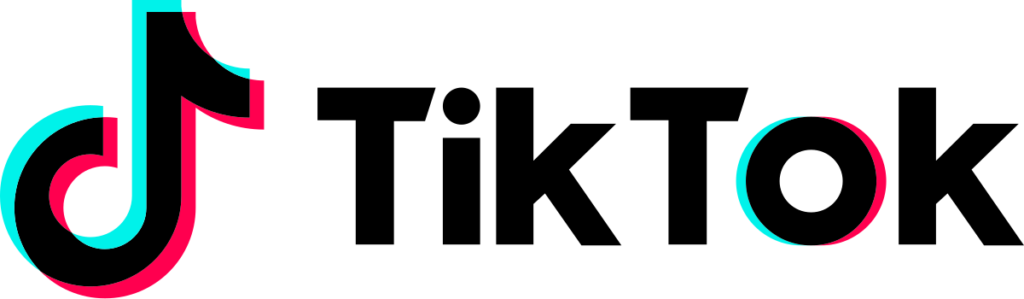 לוגו של טיקטוק עם הכיתוב טיקטוק בשחור