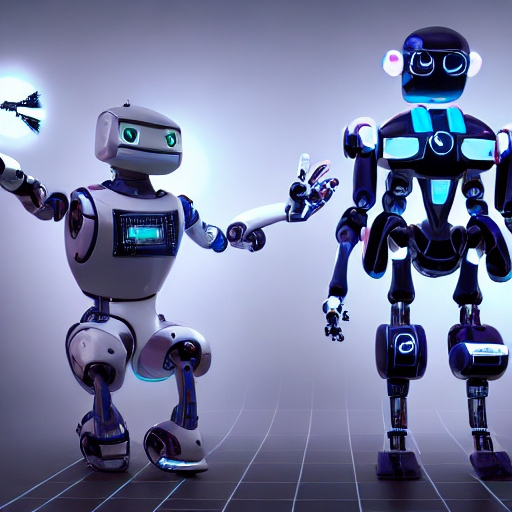 שני רובוטים עומדים אחד ליד השני